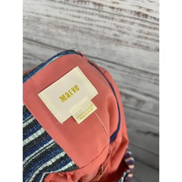 Maeve Dress Women's 10 Gingham One Shoulder Tie Stripe Anthropologie NWT - Picture 6 of 12